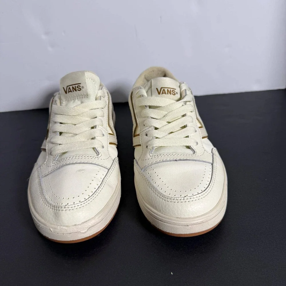 Vans Lowland CC ComfyCush‎ Marshmallow Tan Leather Skate Shoes Mens 7 Women 8.5
